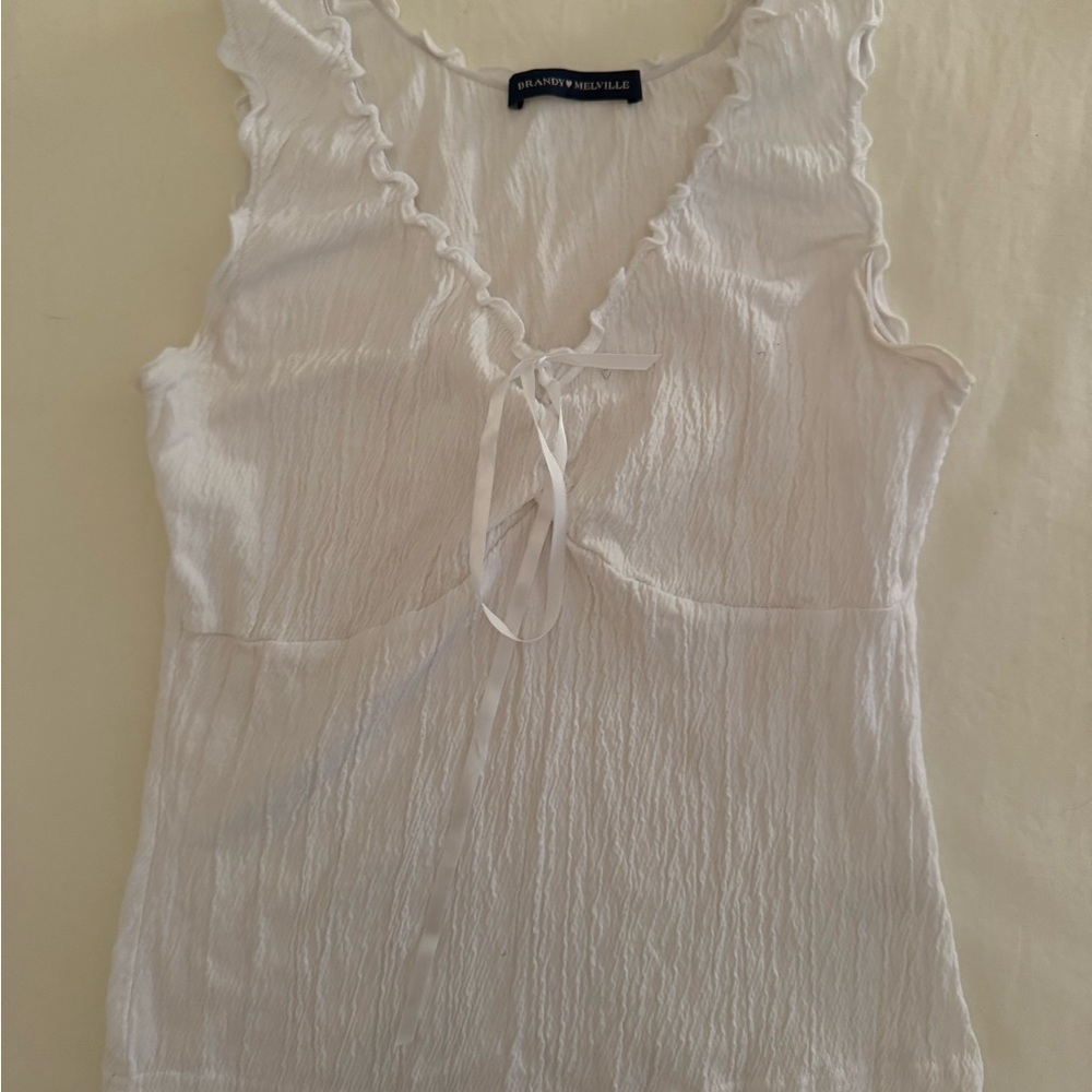 White Ruffled Sleeveless Top